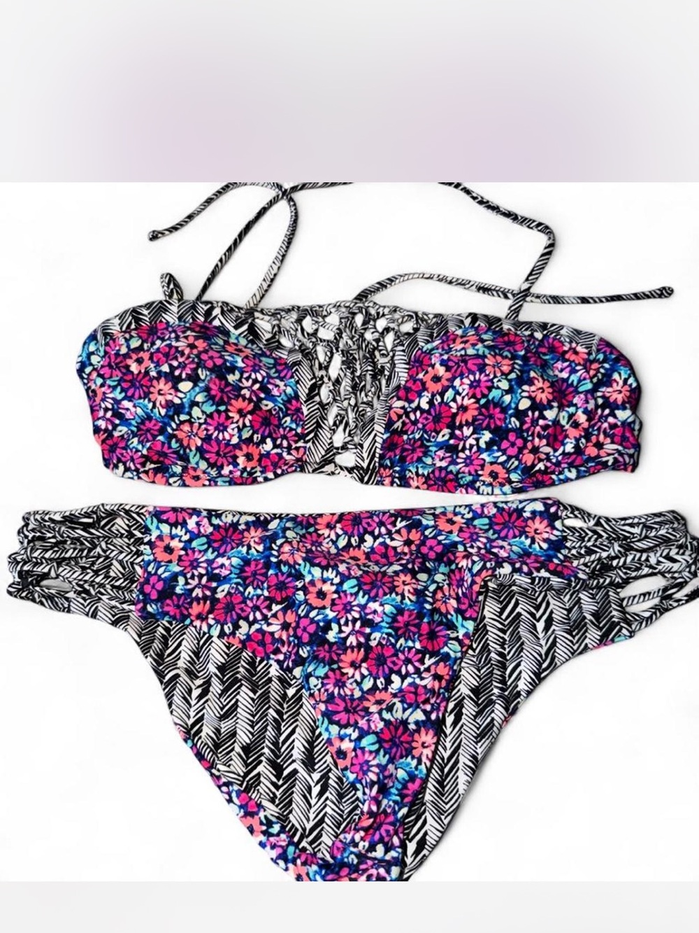 Raisins Coral & Multicolor Floral Bikini Set